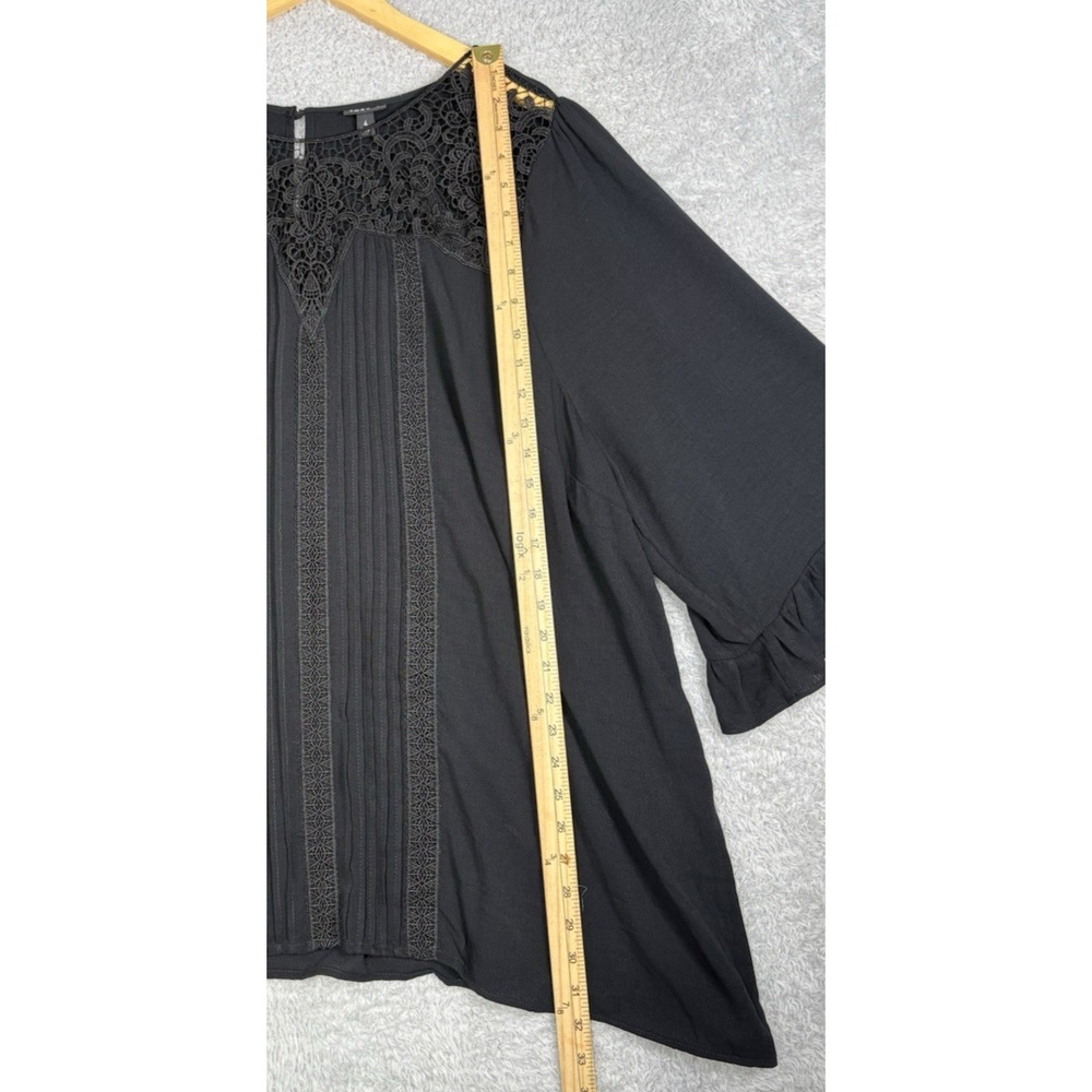 Torrid Womens Size 4 Black Lace Tunic Blouse Pintuck Ruffle Sleeve Boho Plus - Picture 7 of 11